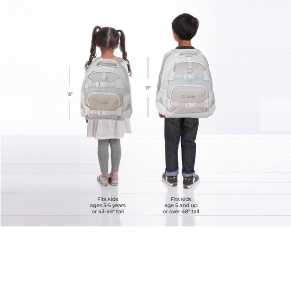 Pottery Barn Kids Silver and Tan Backpack Set NWT